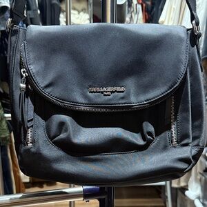 Karl Lagerfeld Black Shoulder Bag with Silver Details  almost brand new